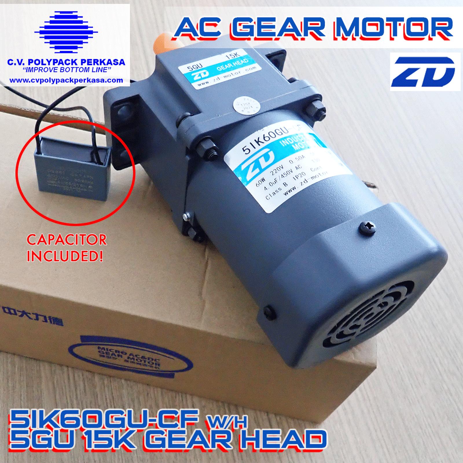 AC Gear Motor 5IK60GU-CF + 5GU 15K